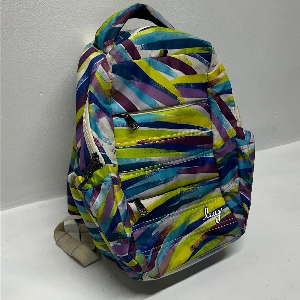 Lug Hopper Backpack Carrying School Travel Bag Colorful Stripes Brushstroke Rare